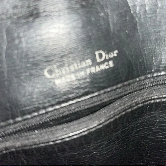 Christian Dior EUC Vintage Black Pebbled Leather Shoulder Bag - Picture 7 of 9